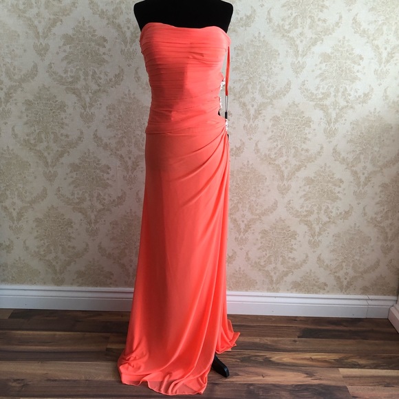 BNWT La Femme strapless / beaded floor length gown - Picture 2 of 12